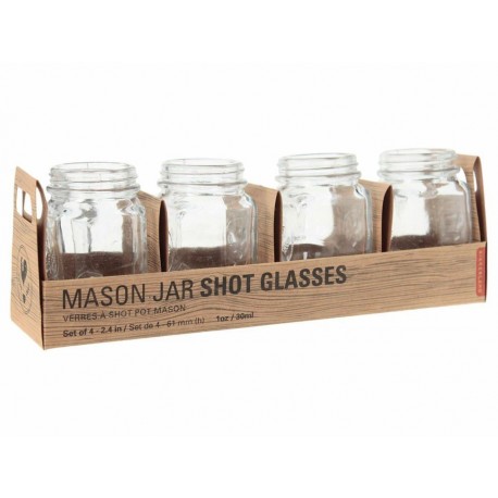 Kikkerland Set de Vasos Tequileros Mason 4 Piezas-ComercializadoraZeus- 1037415436