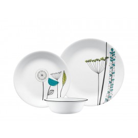 Corelle Vajilla Abstract Meadow de 12 Piezas Blanca-ComercializadoraZeus- 1056452610