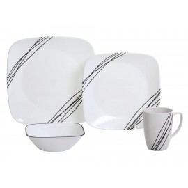 Corelle Vajilla Cuadrada Blanco Simple Sketch-ComercializadoraZeus- 77377069