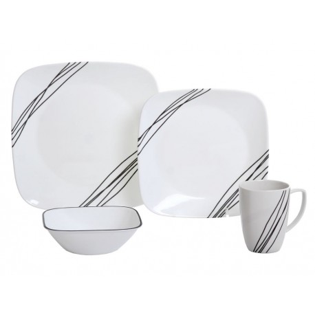 Corelle Vajilla Cuadrada Blanco Simple Sketch-ComercializadoraZeus- 77377069