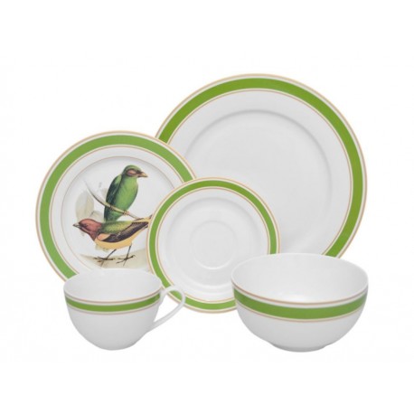 Martha Debayle Home Vajilla Pájaros Verde 20 Piezas-ComercializadoraZeus- 1050441926