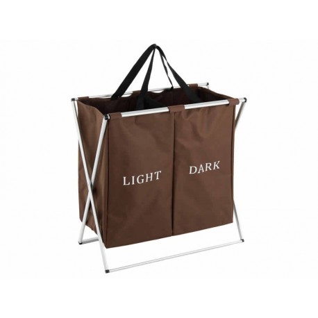 Ex Laund Cesto con 2 Divisiones Chocolate-ComercializadoraZeus- 1007770509