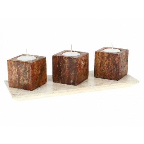 Ónix Set Charola Rectangular con Porta velas Cubo-ComercializadoraZeus- 1004429512