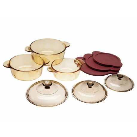 Visions Juego de 3 Cacerolas con Tapas-ComercializadoraZeus- 35768181