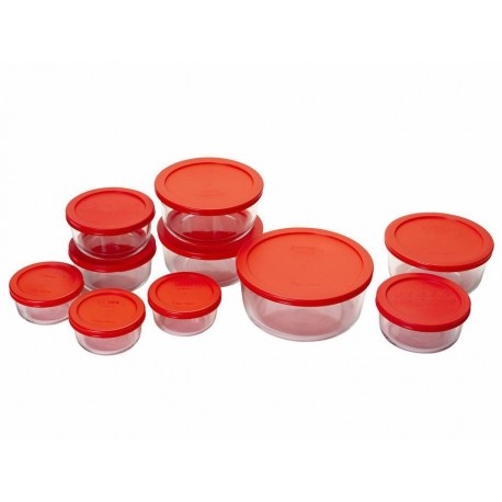 Pyrex Set Storage de 20 Piezas Rojo-ComercializadoraZeus- 1016084359
