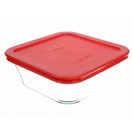 Pyrex Refractario Cuadrado con Tapa Blanco-ComercializadoraZeus- 1031710045