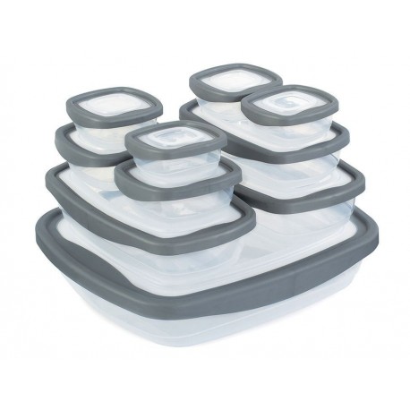 T- Fal Set de Contenedores Kiper 10 Piezas Gris-ComercializadoraZeus- 1046534758