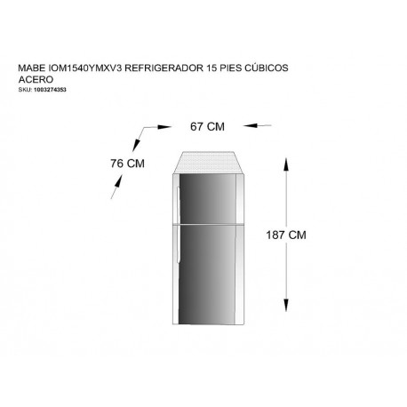 Mabe IOM1540YMXV1 Refrigerador 15 Pies Cúbicos Acero-ComercializadoraZeus- 1003274353
