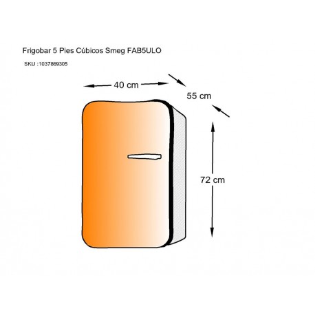 Frigobar Smeg 1 5 pies cúbicos naranja FAB5ULO-ComercializadoraZeus- 1037869305