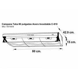 Campana de pared 80 cm Teka acero C-810-ComercializadoraZeus- 70774518