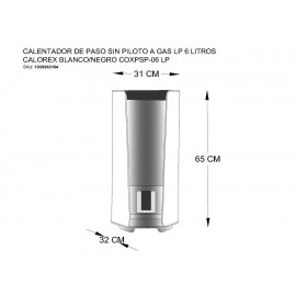 Calorex Calentador de Gas LP 6 Litros Blanco-ComercializadoraZeus- 1039963104