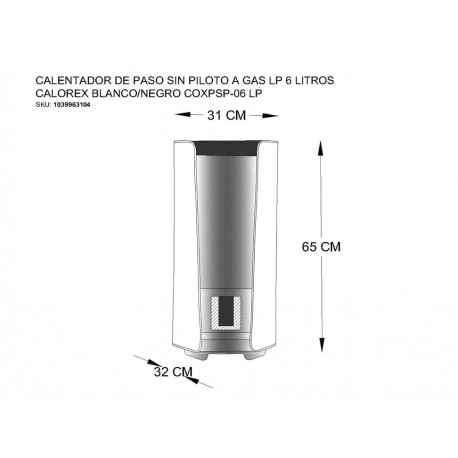 Calorex Calentador de Gas LP 6 Litros Blanco-ComercializadoraZeus- 1039963104