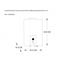Whirlpool WK71311Q Calentador a Gas Natural 1 Servicio Blanco-ComercializadoraZeus- 1032933293