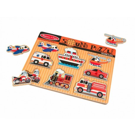 Melissa & Doug Rompecabezas de Vehículos con Sonidos-ComercializadoraZeus- 1027096341
