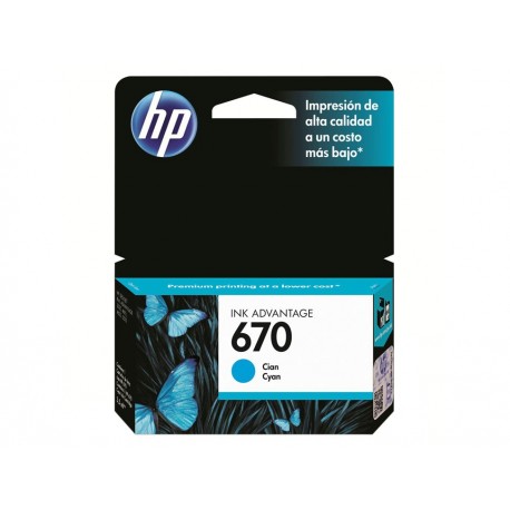 Cartucho HP Tinta 670 Cyan-ComercializadoraZeus- 1009908834