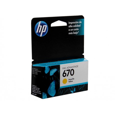 Cartucho HP Tinta 670 Amarillo-ComercializadoraZeus- 1009908851