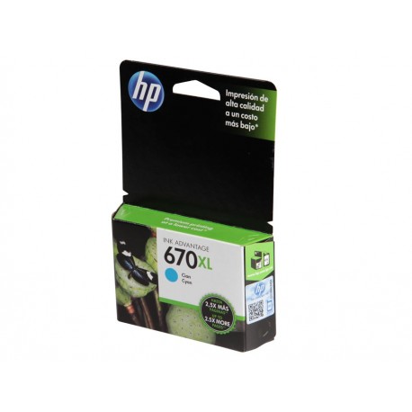 Cartucho HP Tinta 670XL Cyan-ComercializadoraZeus- 1009908877