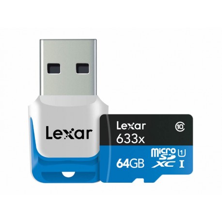 Lexar Memoria MicroSD 64Gb Clase10 633X con USB-ComercializadoraZeus- 1032246237