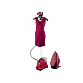 Oster PQTIRONRED Central de Vapor con Tubo Telescópico Ajustable + Plancha de Vapor con Recubrimiento Cerámico Rojo-Comercializa